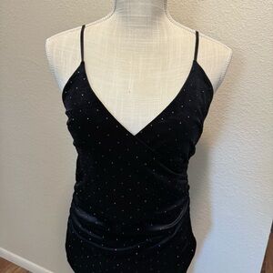 Forever 21 Black Velvet Dress w/ Adjustable Spaghetti Straps - Size M
